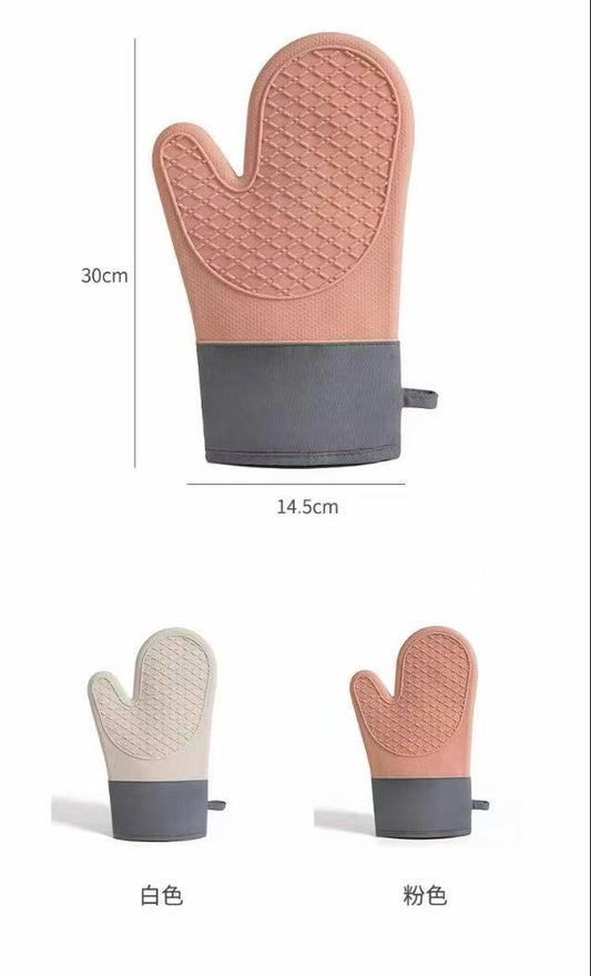 Silicone gloves thickened cotton double-layer heat insulation gloves microwave oven baking floral cloth two-finger gloves