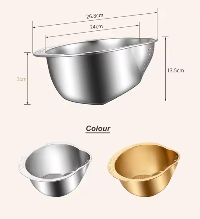 Thickened 304 Stainless Steel Rice Washing Basin\Kitchen Drainage Basin\Vegetable Washing Basin