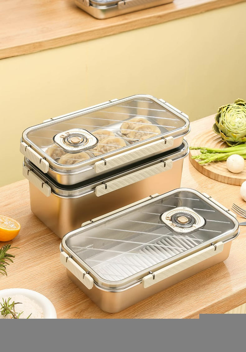 304 stainless steel refrigerator fresh-keeping refrigerated box dumpling box multi-function seal