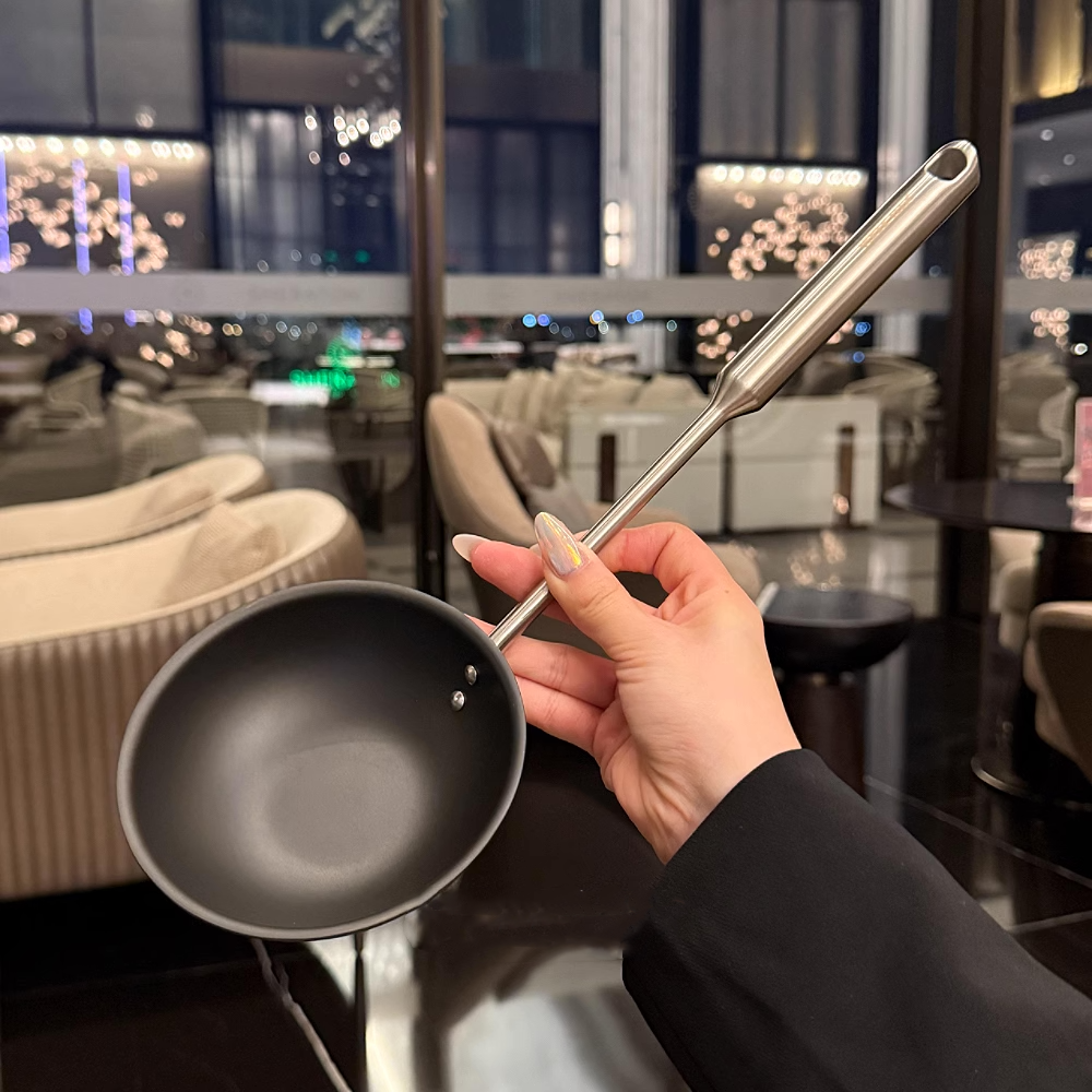 Uncoated pure iron pan, long-handled stainless steel pan